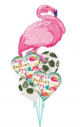 Mother's Day Flamingo and fronds Balloon Bouquet