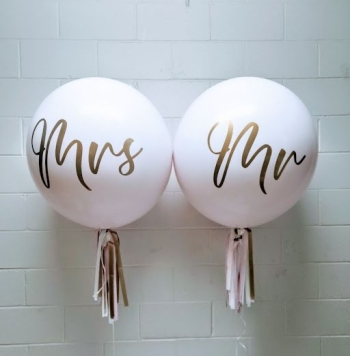 Mr & Mrs 36 Inch Custom Print & TASSEL Set