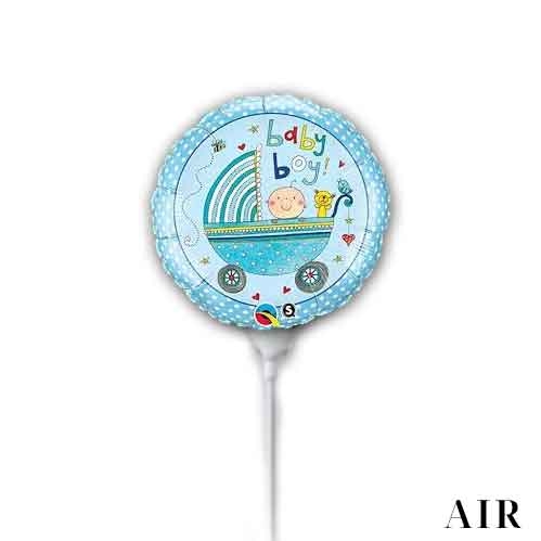 Baby Boy - 6" Mini Shape Mylar Foil Balloon AIR-FILL
