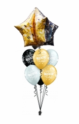 New Year black and gold bouquet with ultrashape star