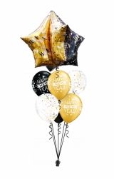 New Year black and gold confetti bouquet with ultrashape star