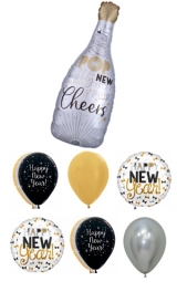 New Years Bottle with Silver and or gold balloons