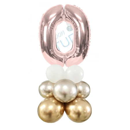 Number 0 Balloon 55inch Standup Rose Gold