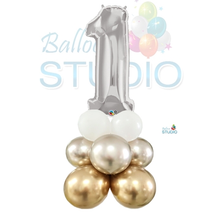 Number 1 Balloon 55inch Standup Silver