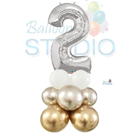 Number 2 Balloon 55inch Standup Silver