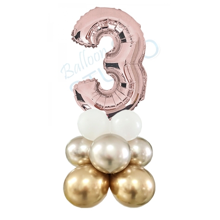 Number 3 Balloon 55inch Standup Rose Gold