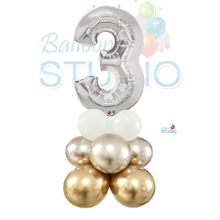 Number 3 Balloon 55inch Standup Silver