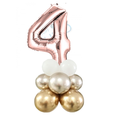 Number 4 Balloon 55inch Standup Rose Gold