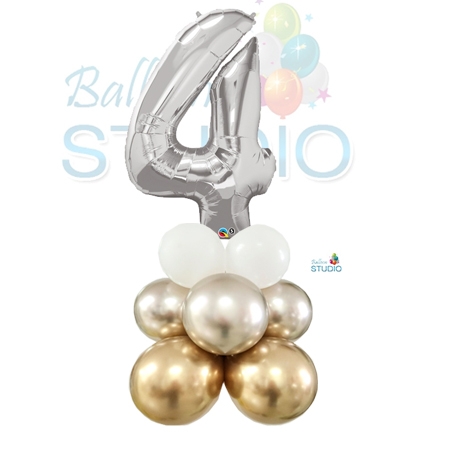 Number 4 Balloon 55inch Standup Silver