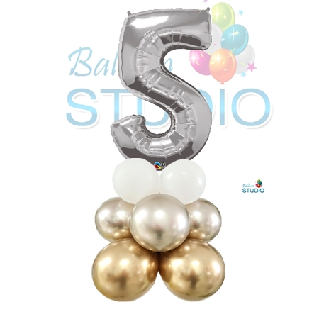 Number 5 Balloon 55inch Standup Silver