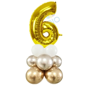 Number 6 Balloon 55inch Standup Gold