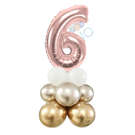 Number 6 Balloon 55inch Standup Rose Gold