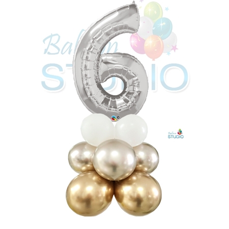 Number 6 Balloon 55inch Standup Silver