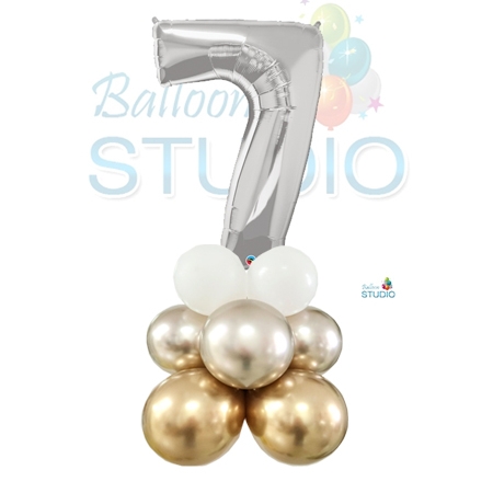 Number 7 Balloon 55inch Standup Silver