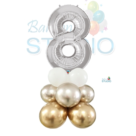 Number 8 Balloon 55inch Standup Silver