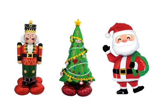 Nutcracker Christmas Tree and Santa Claus Balloon Bundle