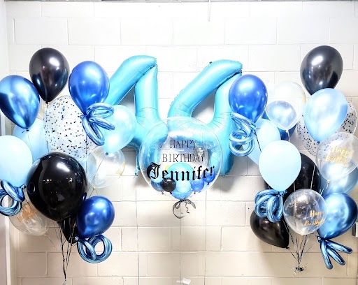 Ombre Elegant Blue & Black Pick an Age Balloon Set