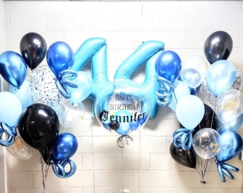 Ombre Elegant Blue & Black Pick an Age Balloon Set