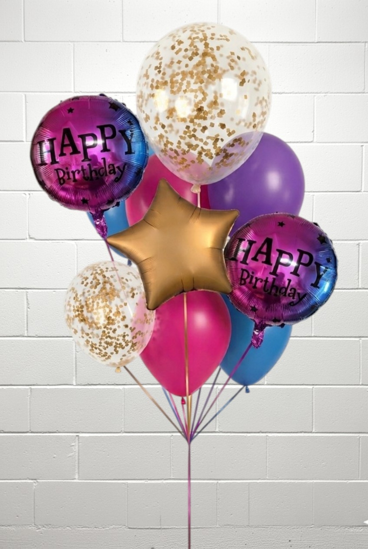 Ombre Happy Birthday Balloon Bouquet