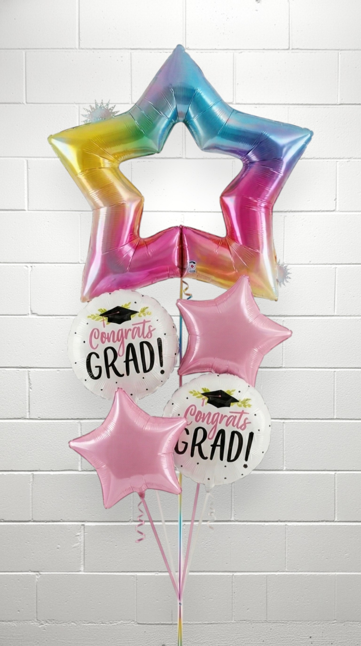 Opal Rainbow Star Congrats Grad Balloon Bouquet (Latex Free)