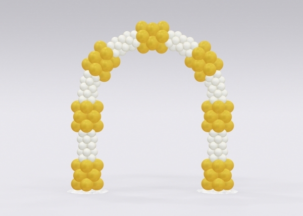 [10x10FT] Staggered Gold & White Balloon Arch - Outdoor