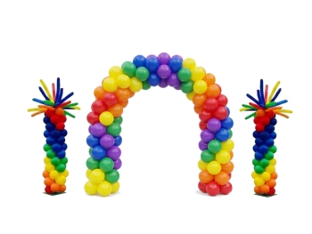 Outdoor Balloon Tower Column Funky Spray 7ft Pair + Spiral Arch