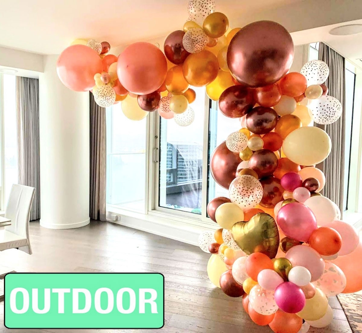 [8x6FT] Organic Chunky Glitter & Gold Garland Arch - Outdoor