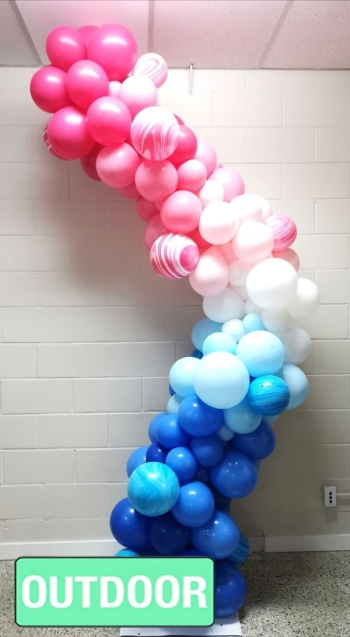 [8x2FT] Organic Ombre Pink & Blue Marble Garland Column - Outdoor