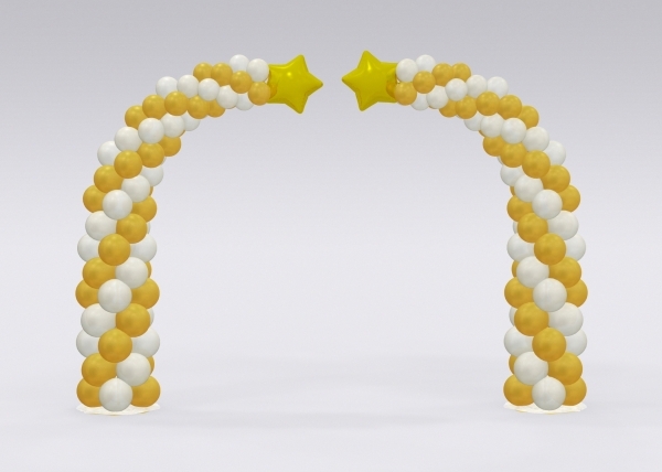 [10x10FT] Shooting Star Balloon Arch Gold and White OUTDOOR