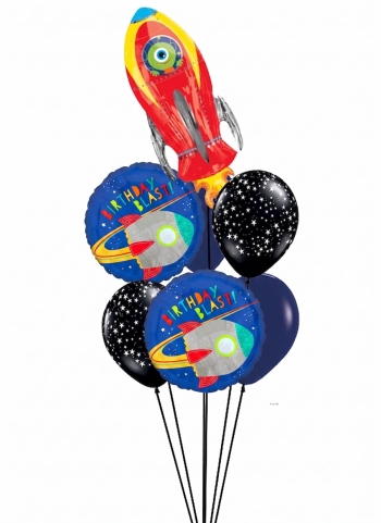 Outer Space 3D Rocket Ship Birthday Bouquet