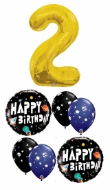 Outer Space Pick An Age Gold Number Birthday 