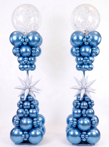 PAIR (x2) 7ft Balloon Column Winter Wonderland - Indoor