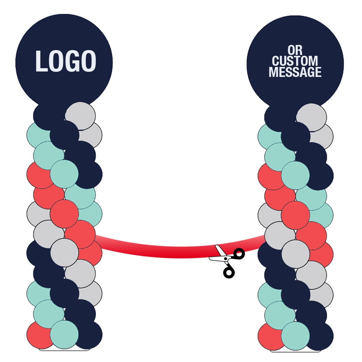 PAIR (x2) Set of 2 Custom Print Vinyl Columns with Cutting Ribbon