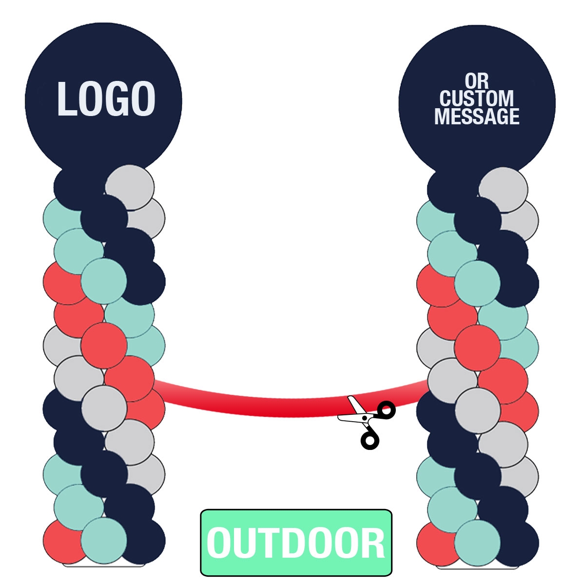 PAIR (x2) Set of 2 Custom Print Vinyl Columns with Cutting Ribbon - OUTDOOR