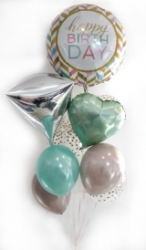 Pastel balloons & Confetti Happy Birthday Bouquet