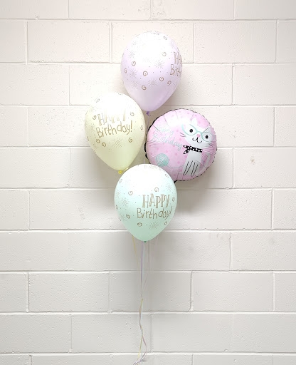 Pastel Cat Face Birthday Balloon Bouquet