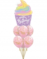 Pastel Pink & Gold Cupcake Birthday Bouquet