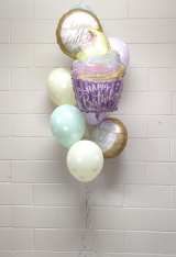 Pastel Polka Dot Cup Cake Balloon Bouquet