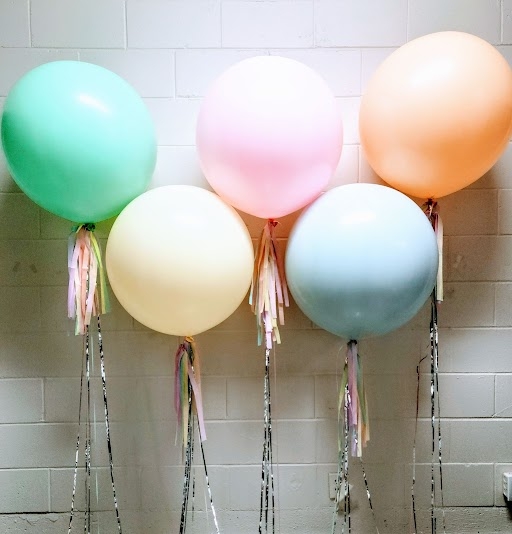 Pastel Rainbow Balloon Backdrop With Tassels