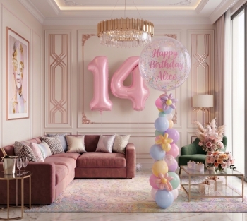 Pick an Age Floral Custom Message Bubble Pastel Strand Balloon Set