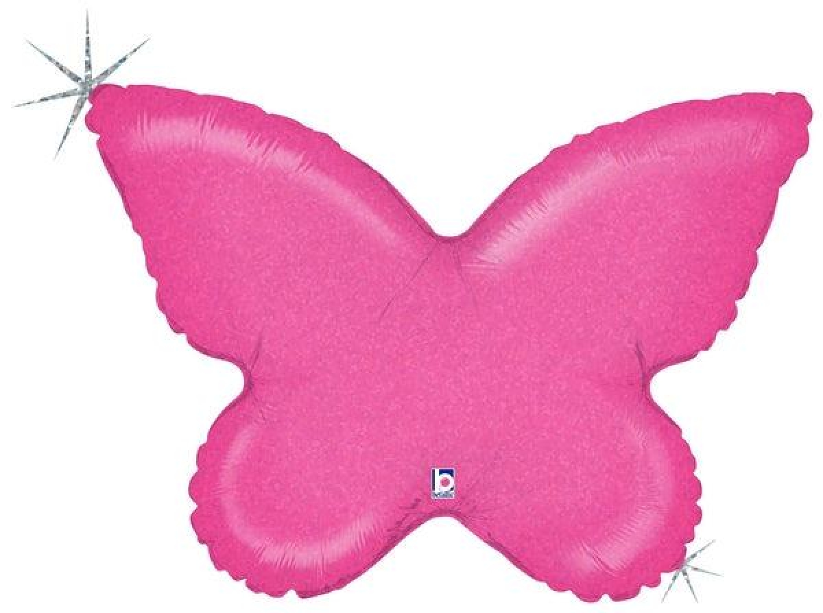 Pink Hollographic Butterfly Balloon