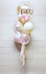Pink Elegant Happy Birthday Deluxe Gumball Balloon Bouquet