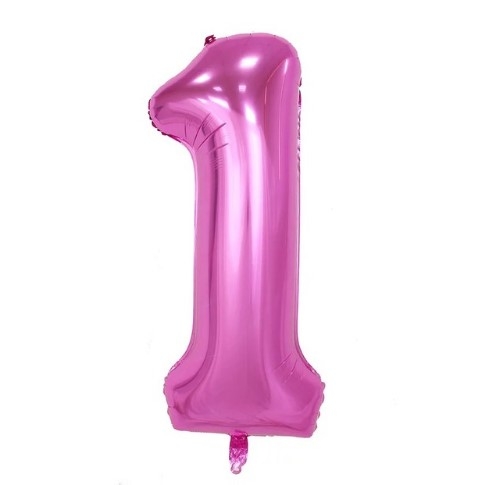 Pink foil number 1 balloon