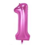 Pink foil number 1 balloon