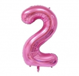 Pink foil number 2 balloon