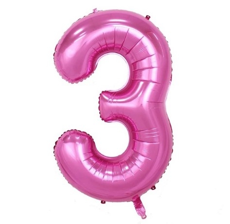 Pink foil number 3 balloon