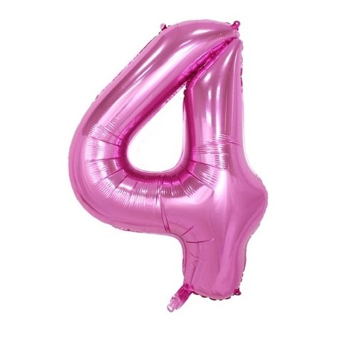 Pink foil number 4 balloon