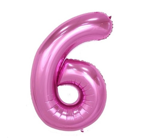 Pink foil number 6 balloon