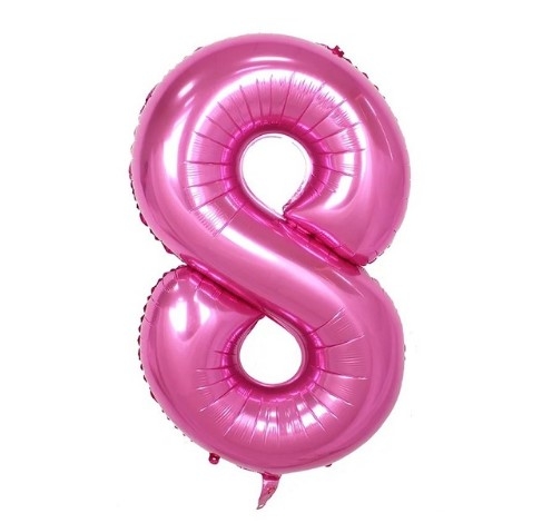 Pink foil number 8 balloon