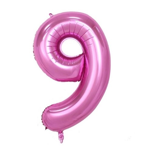 Pink foil number 9 balloon